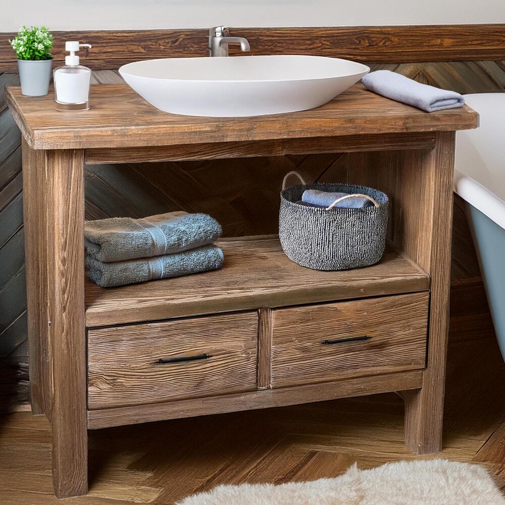 Wooden Rustic Style handmade bathroom vanity live edge solid wood cabinet sink table counter top farmhouse home decor furniture handcrafted - Image 5