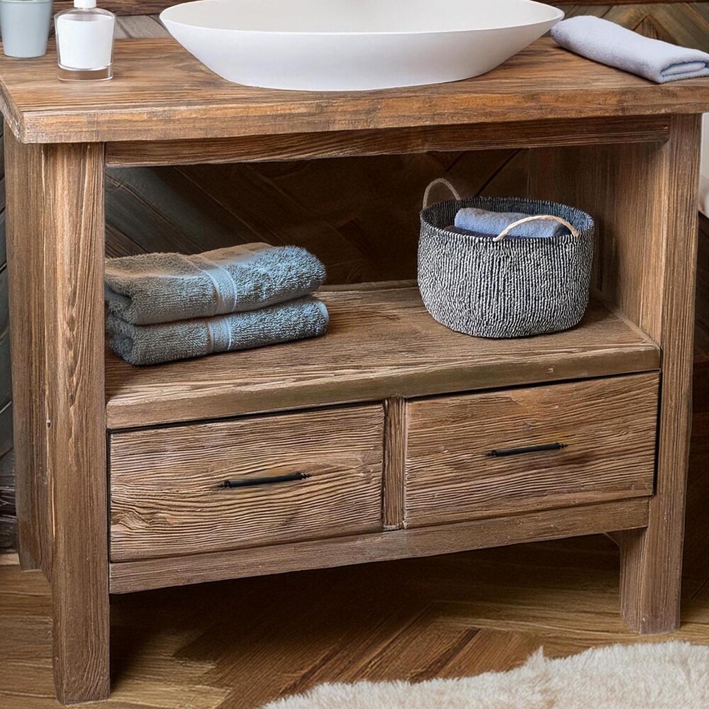 Wooden Rustic Style handmade bathroom vanity live edge solid wood cabinet sink table counter top farmhouse home decor furniture handcrafted - Image 2