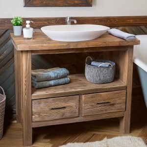 Wooden Rustic Style handmade bathroom vanity live edge solid wood cabinet sink table counter top farmhouse home decor furniture  handcrafted