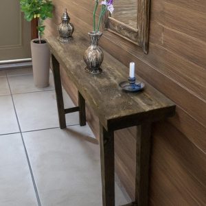 Custom Rustic Wooden Console Table – Handmade Farmhouse Live Edge Solid Wood Entryway Hallway Dresser – Narrow Handcrafted for Living Room