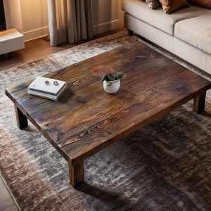 Wooden Rustic  handmade wooden coffee table live edge solid wood trestle farmhouse home decor furniture handcrafted rectangular end table