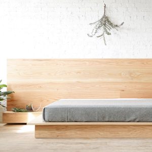 The Driftless - Platform Bed Frame and Headboard - Wide Extended Headboard - Solid Wood - Floating Drawers - Handmade in USA