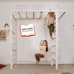 88x78" Giant Bridge Swedish Ladder & 1 Optional Rope Accessory: Gymnastics Rings, Waldorf Ladder, Baby Swing, Nursery Mobile Home Gym