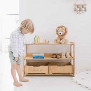 Handcrafted Wooden Box with Handles | Multi-functional Storage Solution, Organiser bin for Montessori Shelves, Toddler playroom furniture