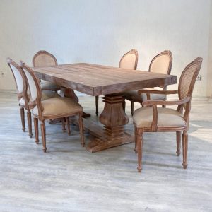 Elegant Wooden Dining Table and Chair Set - Mid Century Dining Table, Handmade Solid Wood Table With Wood Legs