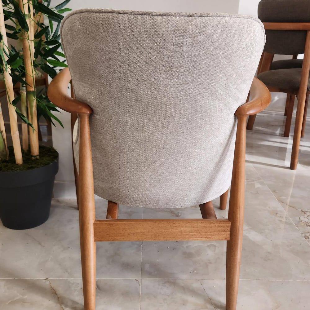 Mid-Century Modern Wooden Armchair | Handmade Upholstered Lounge Chair | Retro Scandinavian Accent Chair - Image 6