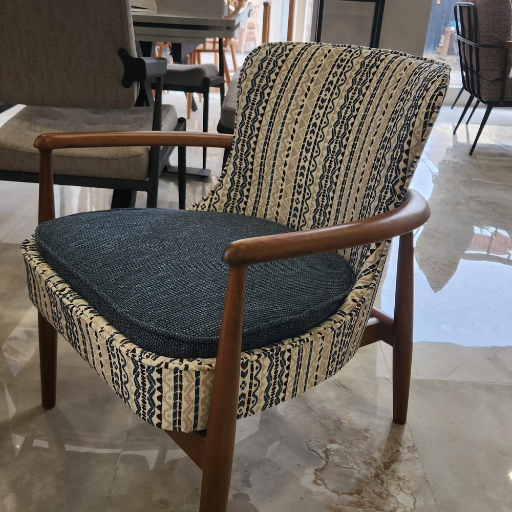 Mid-Century Modern Wooden Armchair | Handmade Upholstered Lounge Chair | Retro Scandinavian Accent Chair - Image 7