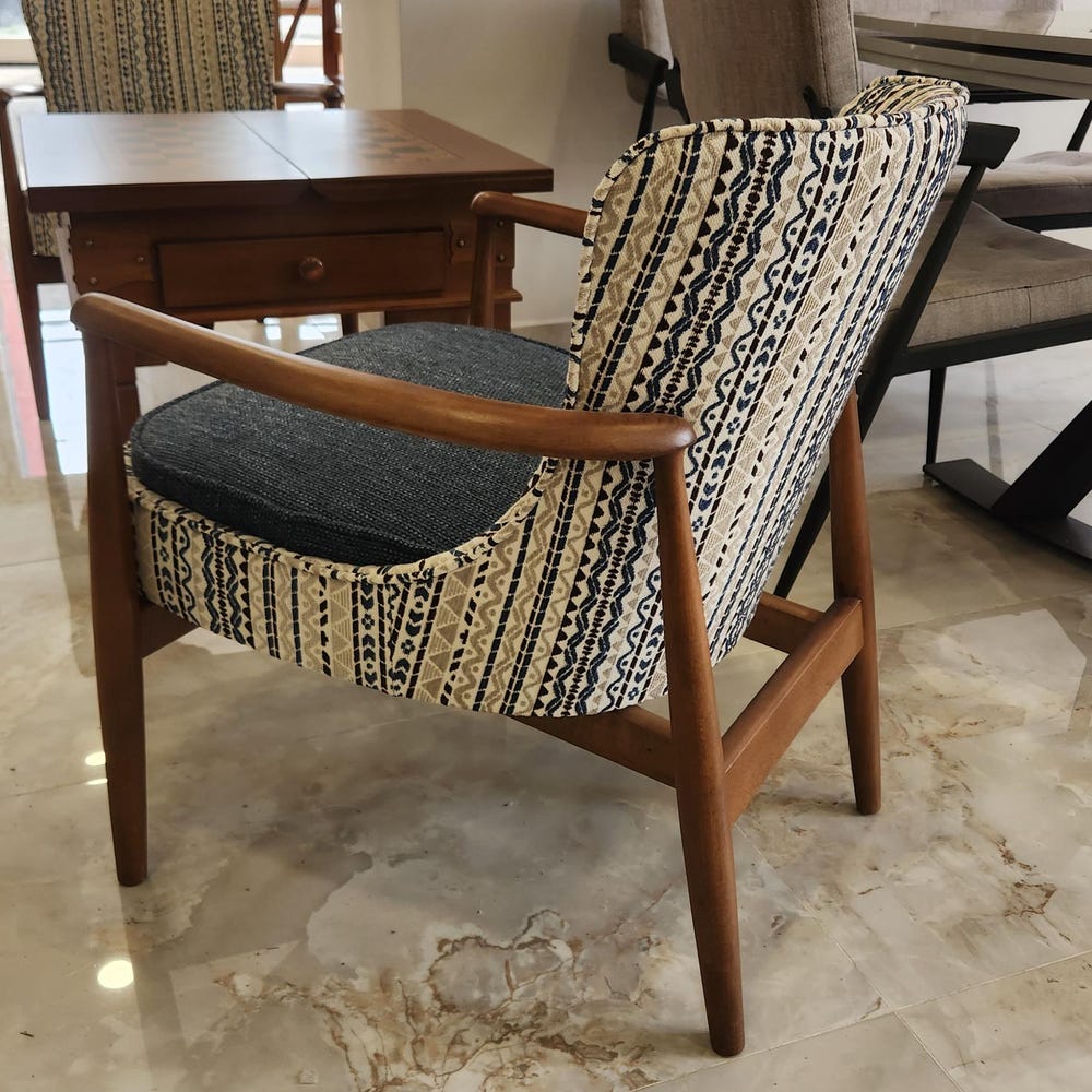 Mid-Century Modern Wooden Armchair | Handmade Upholstered Lounge Chair | Retro Scandinavian Accent Chair - Image 8