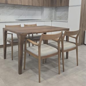 Walnut Dining Table and Chair Set - Mid Century Dining Table  Handmade Solid Wood Table With Wood Legs