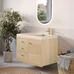 Vanity Cabinet For Left/Right Sink, 1 Door, 3 Drawers in Maple