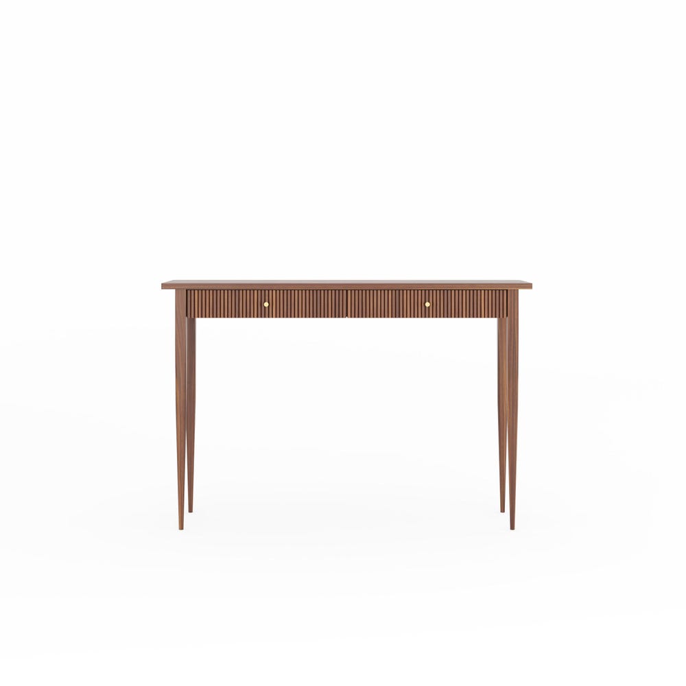 Walnut console table with slatted drawers, hallway table, entryway table, vanity table, dressing table in solid walnut, mid century modern - Image 2