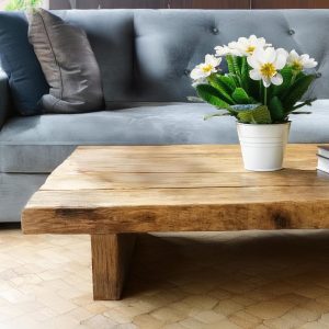 Custom Handmade Rustic Wooden Coffee Table - Farmhouse Style natural Live Edge Reclaimed Handcrafted solid rectangular wood table home decor
