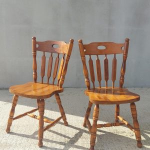 Vintage Farmhouse Dining Chairs / Vintage Wooden Dining Chairs / Pair / Cottage Chair / Massive Chair /Rustic Design / Farmhouse / 1995s