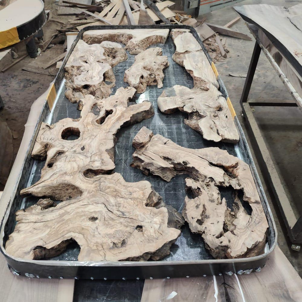 Olive Wood Slabs Epoxy Table Top, Pearl White Epoxy Kitchen Table, Living Room Furniture,Home Office Desk - Image 2