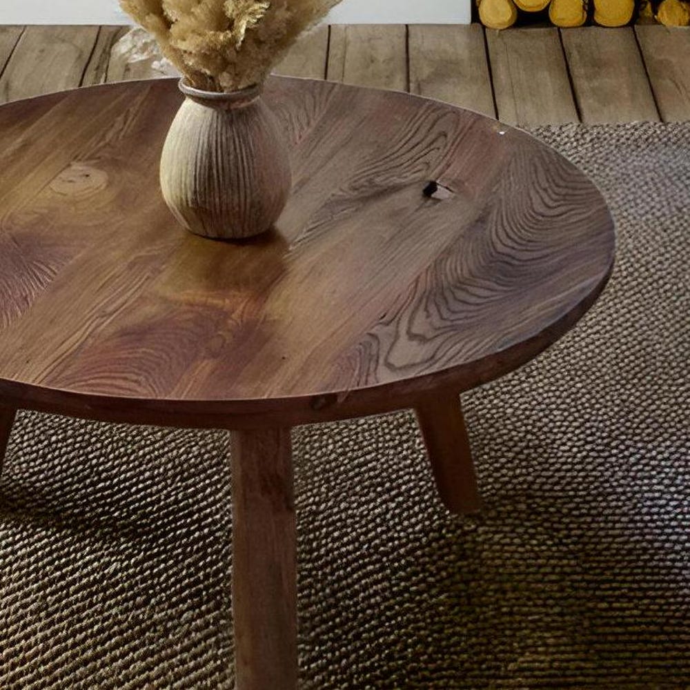 Custom Handmade Rustic Wooden round Coffee Table - Farmhouse Style natural Live Edge Reclaimed Handcrafted solid wood table home furniture - Image 3