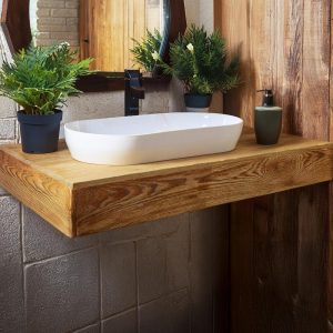 Custom Handmade Rustic Wooden Bathroom Vanity - Farmhouse Style Sink Shelf with Live Edge floating Handcrafted cabinet Wood Country Style