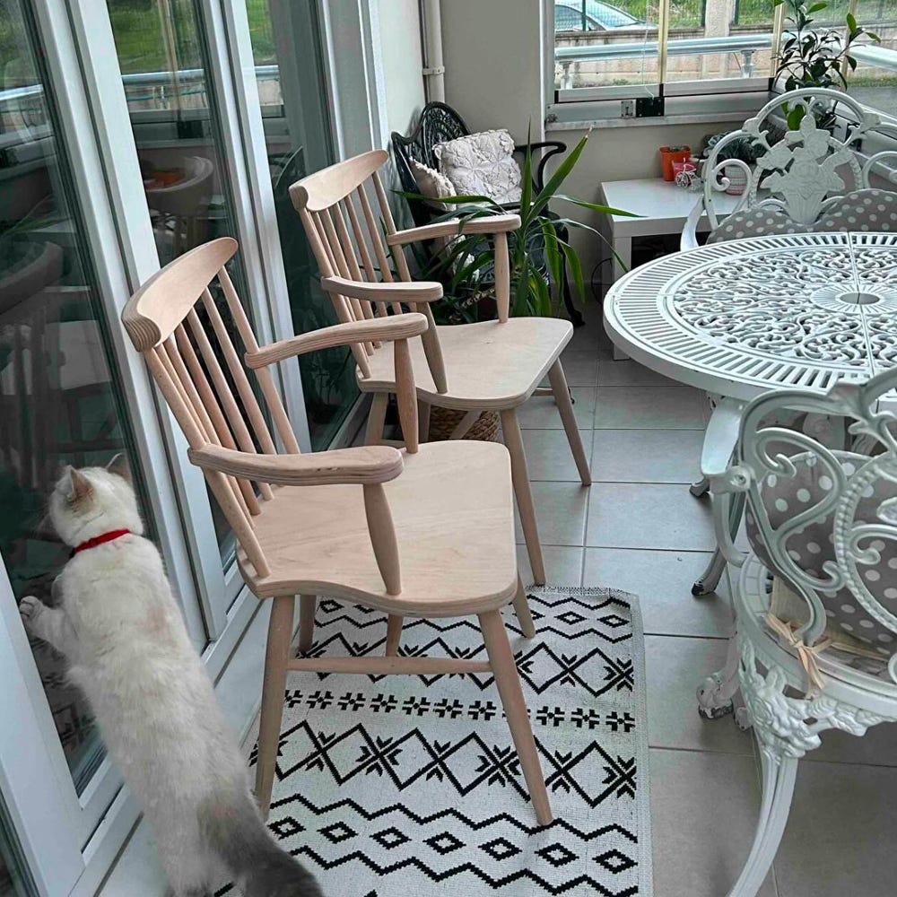 Wooden Dining Chair - Wooden Legs - Chairs for Dining Room - Living Room - Kitchen - Home Design Home Decor Yildiz Raw Chair - Image 4