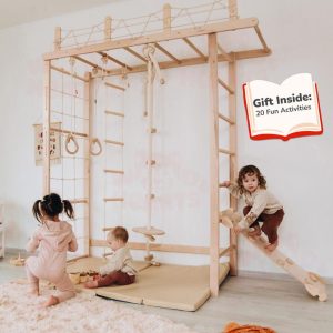 88x78" Swedish Ladder, Monkey Bars Gym, Indoor Climbing Playground, Waldorf Activity Center, Indoor Swing, Montessori Climbing Wall Net