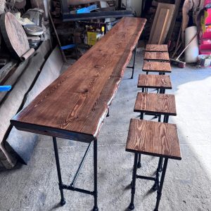 Live Edge Pub Table & Bar Stools, Bar Height Table Set, Long Bar Table and Chairs, Outdoor Bar Table Set, Sofa Bar Table for Home Bar