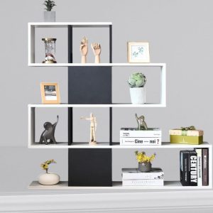 il_1000x1000.6620450197_mwgx.jpg 8-Cube Bookshelf | Modern Ladder Corner Bookcase | 5-Tier Open Stepped Storage Shelf | Black | 47"W x 8"D x 43"H