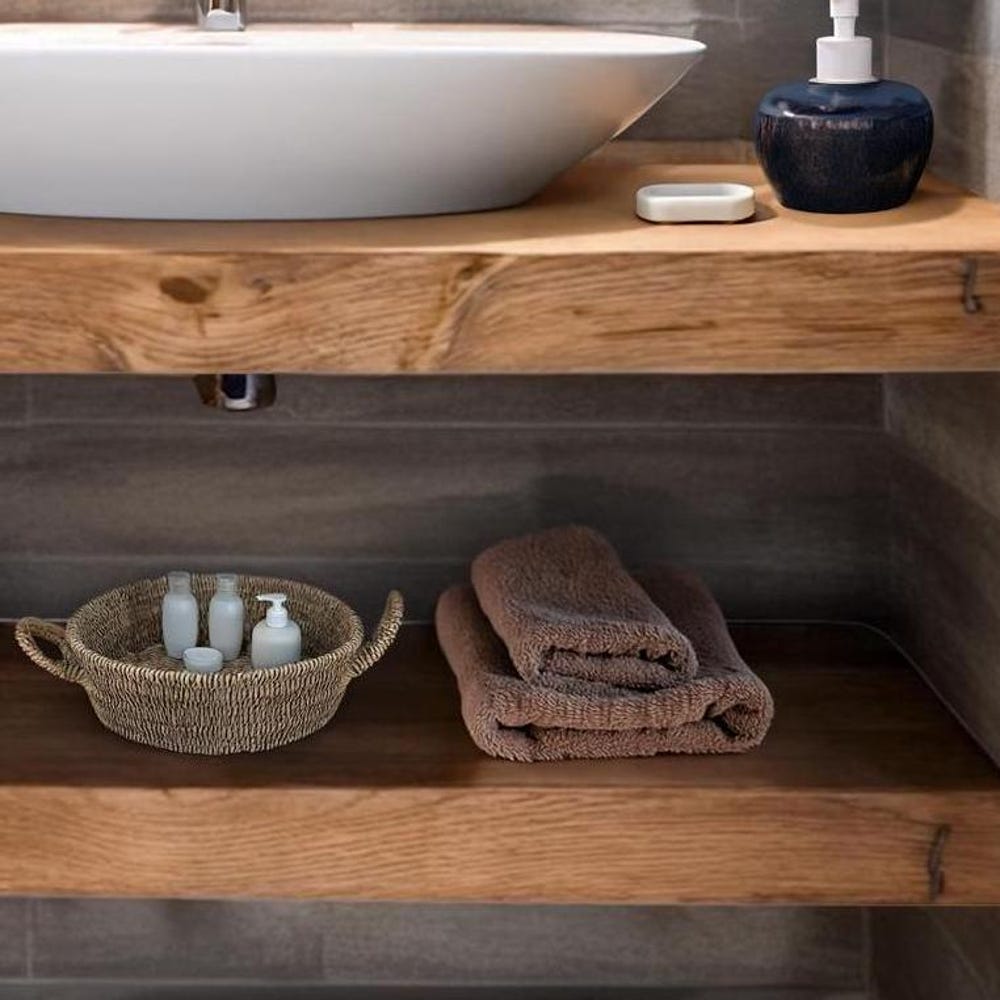 Wooden Rustic Style handmade bathroom vanity live edge solid wood floating cabinet sink table counter top farmhouse home decor furniture - Image 4