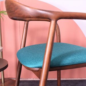 Natural style dining chair, Made of hornbeam wood, Produced by hand, Custom color and fabric options are available.