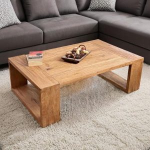 Handmade Modern Rustic Coffee Table Unique Legs - Farmhouse Living Room Oak Furniture