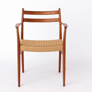 Rare Danish Armchair by Arne Wahl Iversen for Glyngøre, 1950s – Restored Teak & Cord Seat