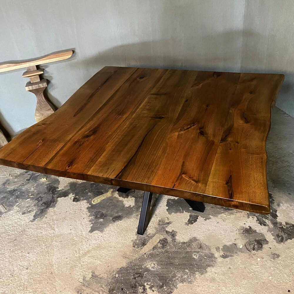 Live Edge Dining Table, Large Square Walnut Table, Moder Living Room Table - Image 4