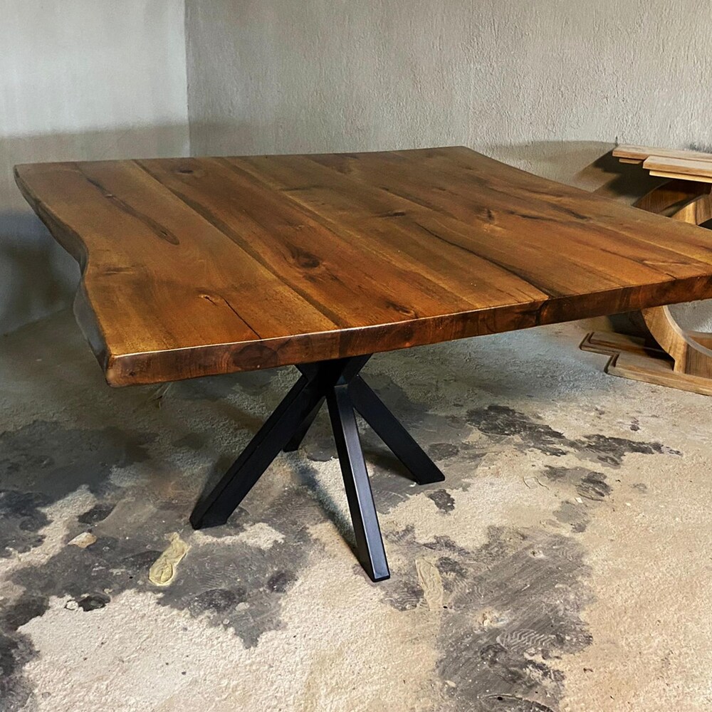 Live Edge Dining Table, Large Square Walnut Table, Moder Living Room Table - Image 6