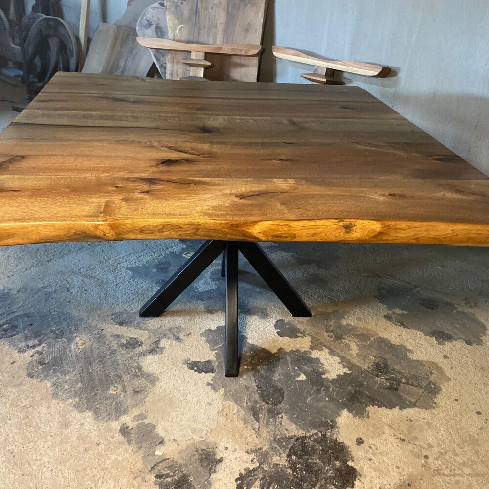Live Edge Dining Table, Large Square Walnut Table, Moder Living Room Table - Image 3