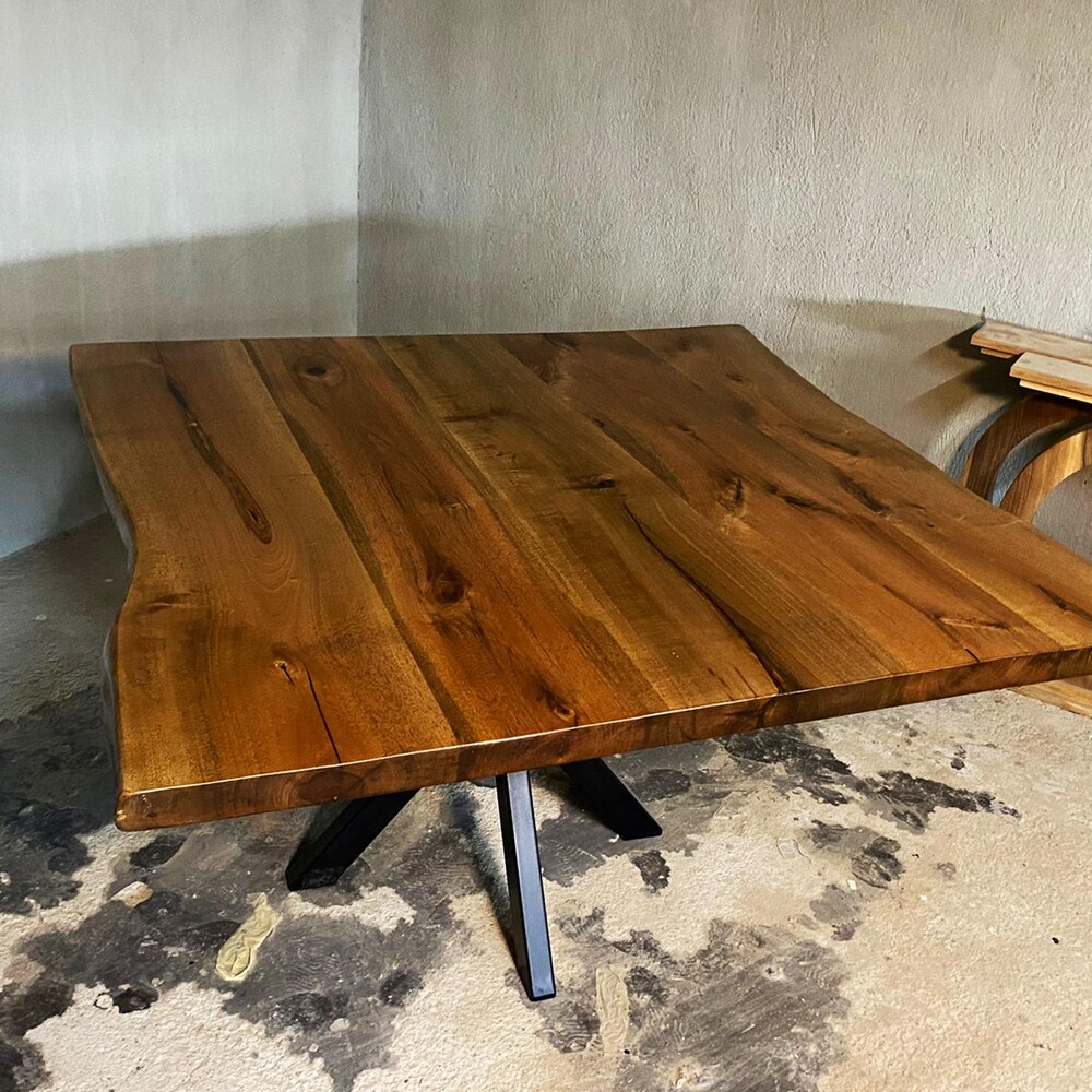 Live Edge Dining Table, Large Square Walnut Table, Moder Living Room Table - Image 8