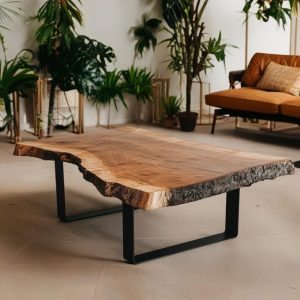 Live Edge Coffee Table, Wooden Coffee Table, Live Edge Sofa Table, Handmade Live Edge Table with Metal Legs