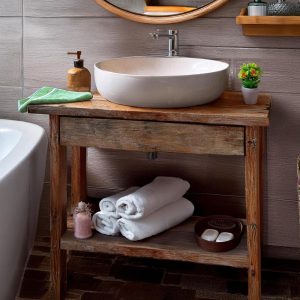 Wooden Rustic Live Edge Bathroom Vanity – Handcrafted Solid Wood Cabinet – Custom Farmhouse Furniture Single or Double Sinks with Storage
