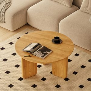 Handmade Round Coffee Table – Solid Ash Wood, Modern Minimalist Design, Natural Finish, Rustic Chic, Eco-Friendly Scandinavian Home Decor