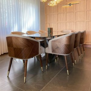 Modern Bentwood Dining Chair with Upholstered Seat and Back – Elegant Design for Dining Room or Living Room, interior design