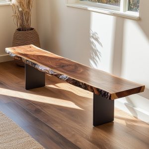 Walnut Live Edge Bench, Rustic Live Edge Bench, Entryway Bench, Live Edge Bench, Hallway Bench
