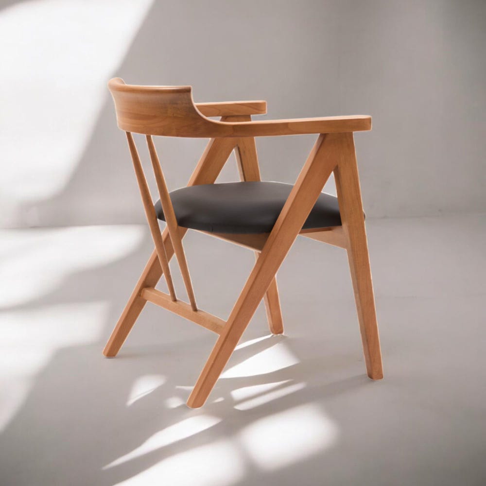 Walnut Modern Dining Chair with Wooden Arms, Kitchen Table Chairs, Wooden Dining Chair for Living Room Seating - Image 3