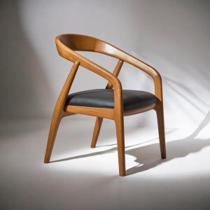 Walnut Modern Dining Chair with Wooden Arms, Kitchen Table Chairs, Wooden Dining Chair for Living Room Seating