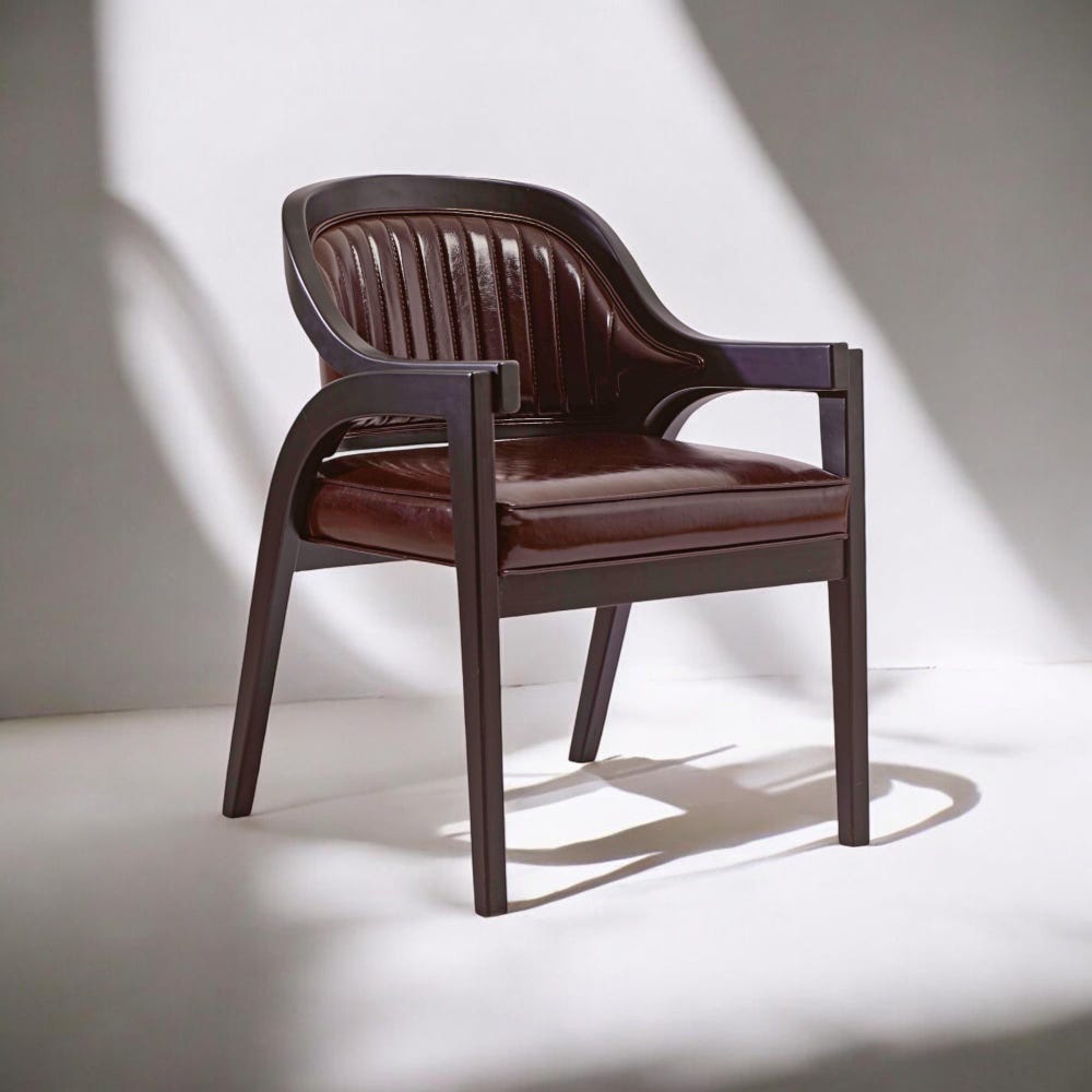 Wooden Dining Chair with Arms - Modern Walnut Kitchen Table Chairs for Living Room & Dining Room Seating - Image 5