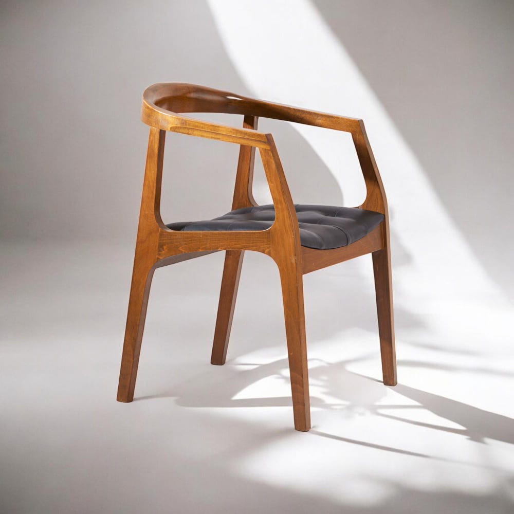 Wooden Dining Chair with Arms - Modern Walnut Kitchen Table Chairs for Living Room & Dining Room Seating - Image 8