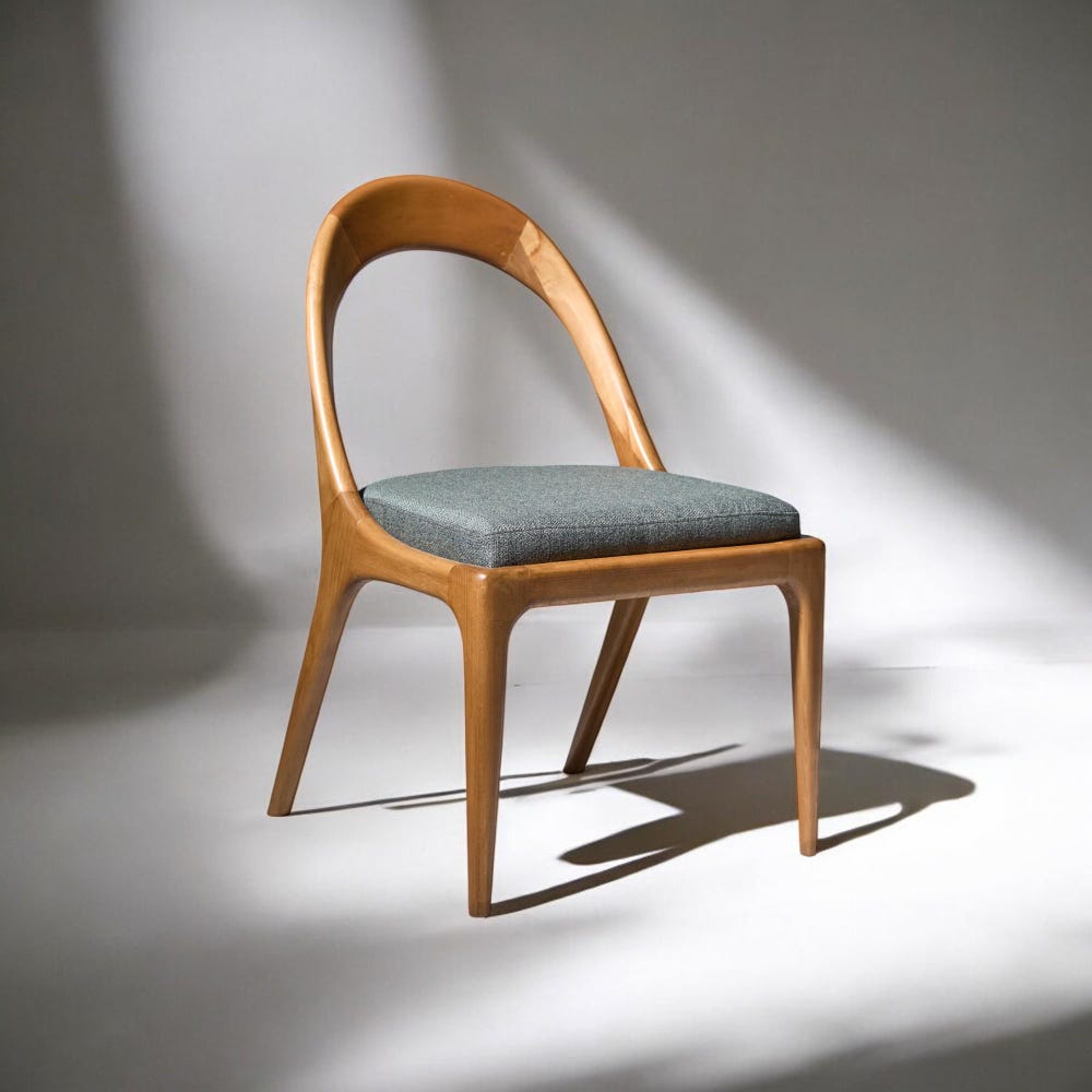 Wooden Dining Chair with Arms - Modern Walnut Kitchen Table Chairs for Living Room & Dining Room Seating - Image 3