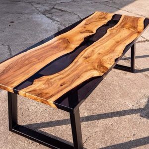 Epoxy River Table, Live Edge Dining Table, Custom Handmade Epoxy Resin Walnut Wood Slab Coffee Table, Natural Wood Furniture for Dining Room