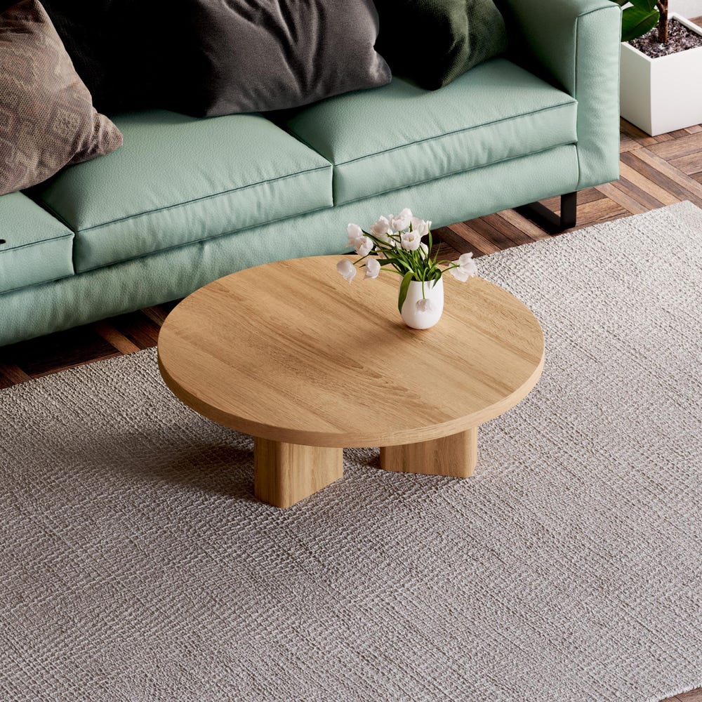 Round Wood Coffee Table - Solid Oak Coffee Table - Modern coffee table - Minimalist coffee table - Japandi coffee table - Furniture - Image 4