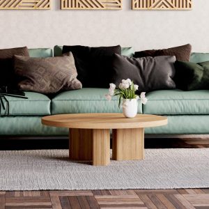Round Wood Coffee Table - Minimalist Coffee Table - Modern coffee table - Solid Oak coffee table - Scandi coffee table - Furniture