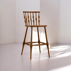 Wooden Bar Chair Handmade High Solid 4 Legged Tree Bar Stool Seating for Kitchen & Home