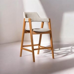 Wooden Bar Chair Handmade Solid 4-Legged High Bar Stool Tree Design Durable Seating