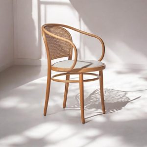 Rattan Dining Chair Handmade Wooden Kitchen Table Chair Modern Chairs for Living Room