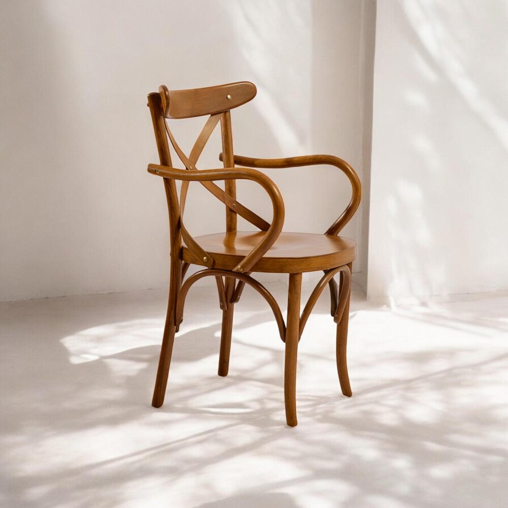 Wood Dining Chair with Wooden Arms, Modern Kitchen & Living Room Chairs, Stylish Comfortable Dining Table Seating - Image 6