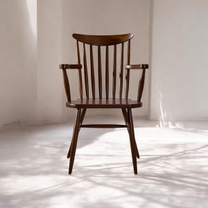 Wood Dining Chair with Wooden Arms, Modern Kitchen Table & Living Room Chairs, Comfortable Wooden Dining Seating